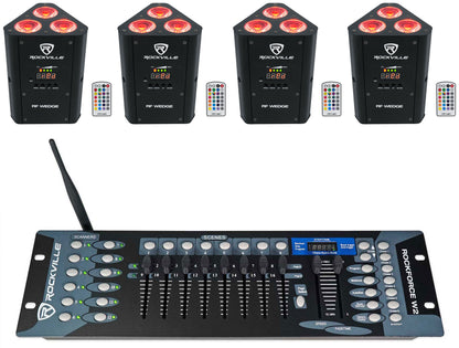 RF Wedge Black 4-Pack + ROCKFORCE W2 Controller Bundle