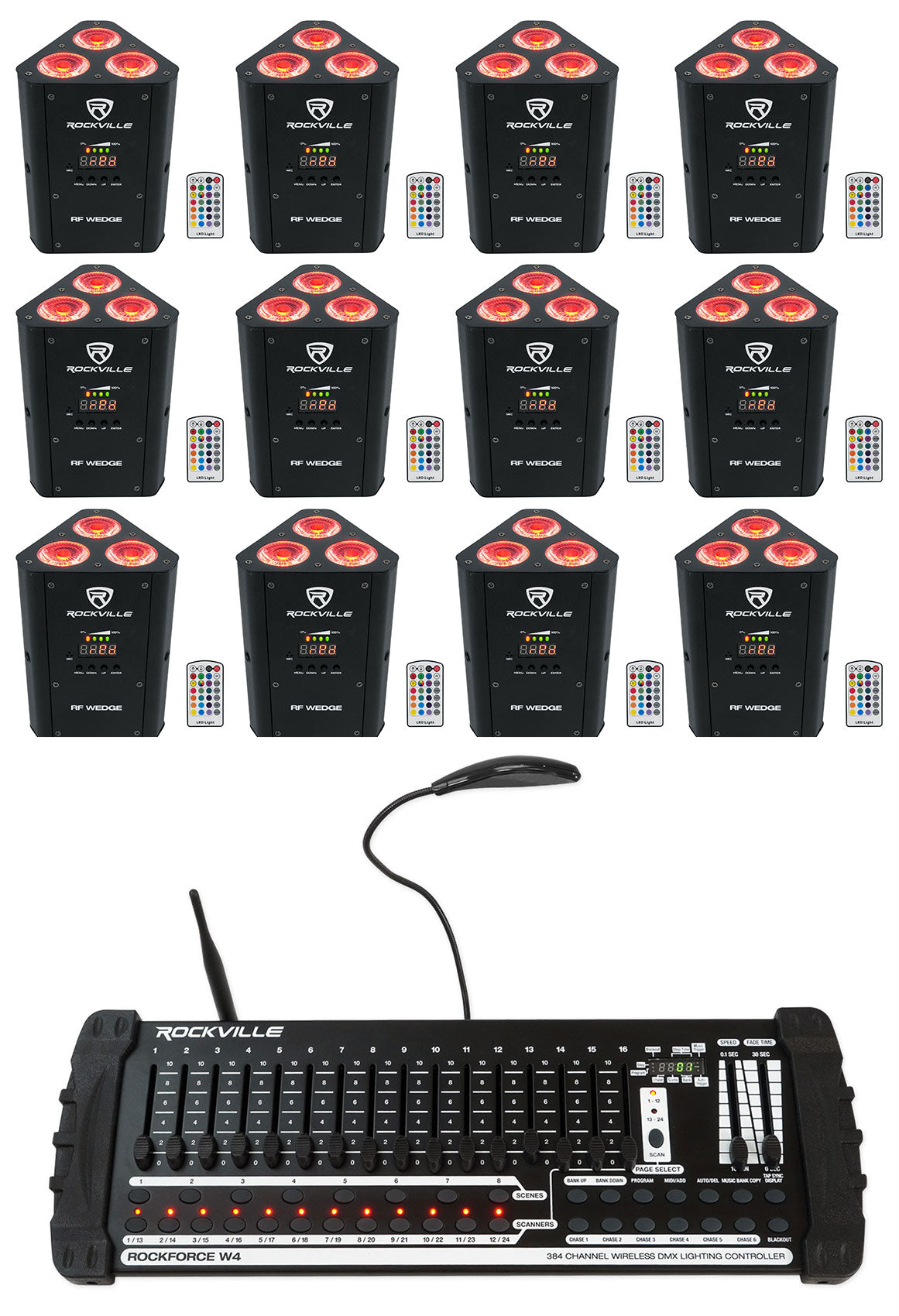 RF Wedge White 12-Pack + ROCKFORCE W4 Controller Bundle