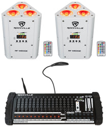 RF WEDGE White 2-Pack + ROCKFORCE W4 Wireless DMX Controller Bundle
