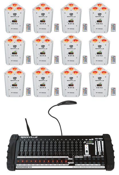 RF Wedge White 12-Pack + ROCKFORCE W4 DMX Controller Bundle