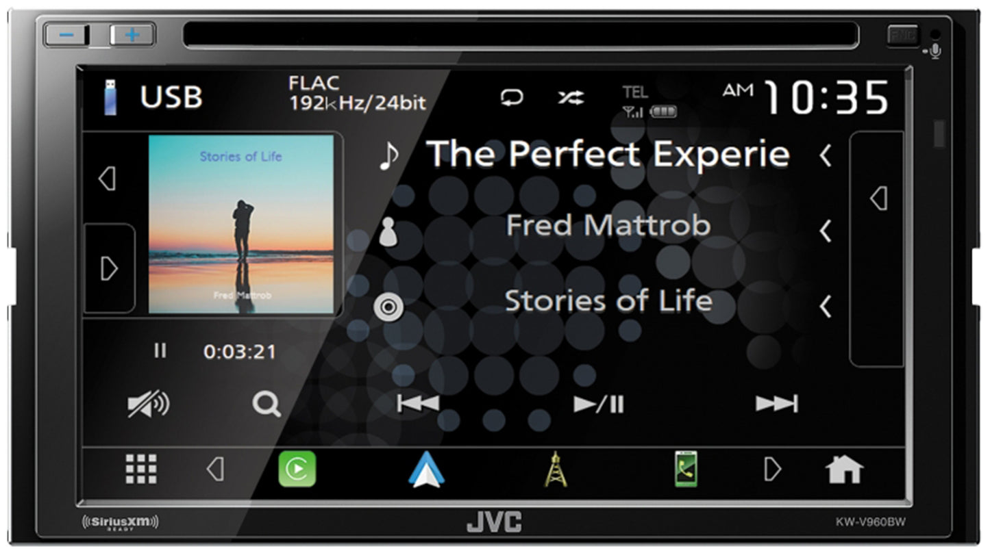 JVC KW-V960BW Wireless Android/CarPlay Monitor Bluetooth DVD Player + Backup Cam