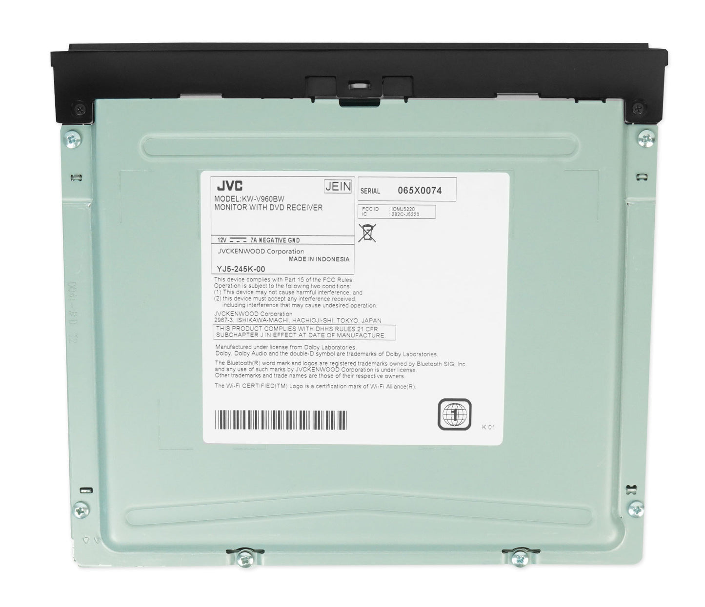 JVC KW-V960BW Wireless Android/CarPlay Monitor Bluetooth DVD Player + Backup Cam