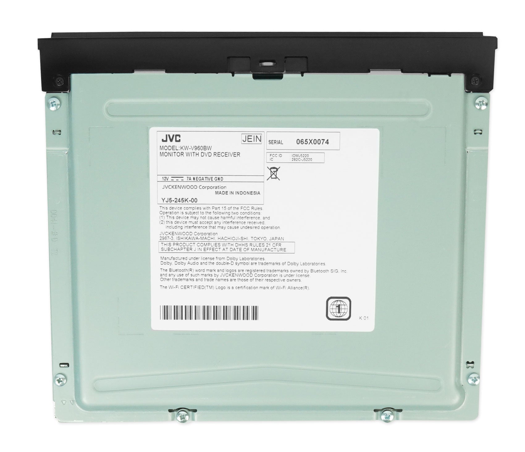 JVC KW-V960BW Wireless Android/CarPlay Monitor Bluetooth DVD Player + Backup Cam