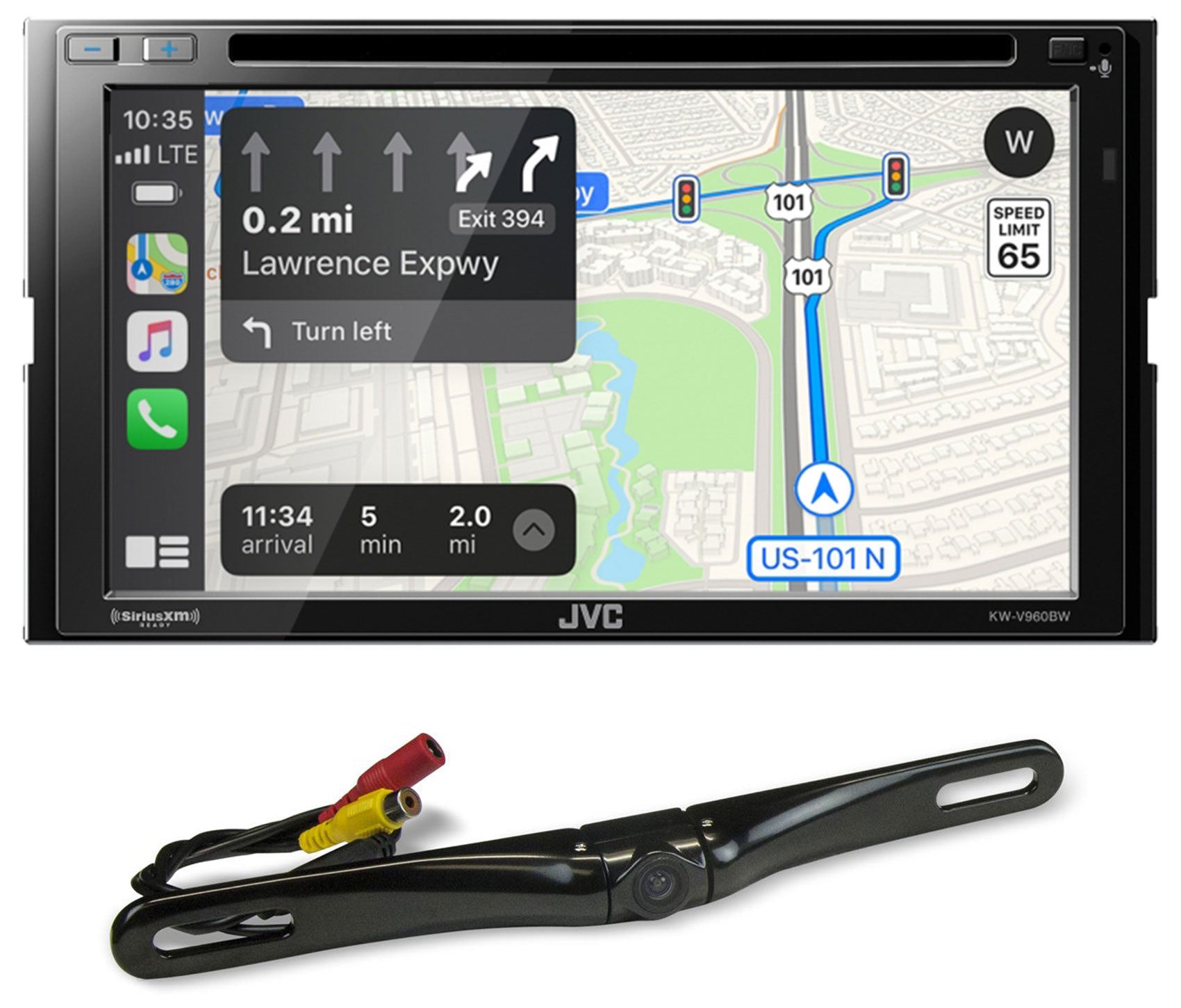 JVC KW-V960BW Wireless Android/CarPlay Monitor Bluetooth DVD Player + Backup Cam