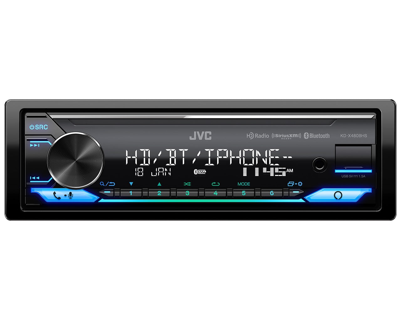 JVC KD-X480BHS 1-Din Car Stereo Bluetooth/USB/XM Ready/Alexa/HD Radio+AUX Cable