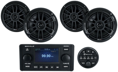 RGHR51 Marine Receiver + MB Quart 6.5" Black Speakers 4-Pack Bundle