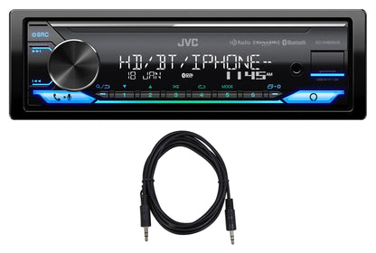 JVC KD-X480BHS 1-Din Car Stereo Bluetooth/USB/XM Ready/Alexa/HD Radio+AUX Cable