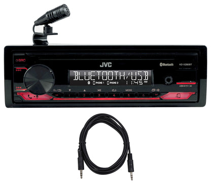 JVC KD-X280BT 1-Din Car Stereo Receiver w/Bluetooth/USB/13-Band EQ+AUX Cable