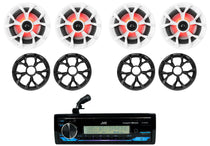 JVC KD-X38MBS 1-Din Marine Stereo Receiver w/Bluetooth/USB+(4) 6.5" LED Speakers