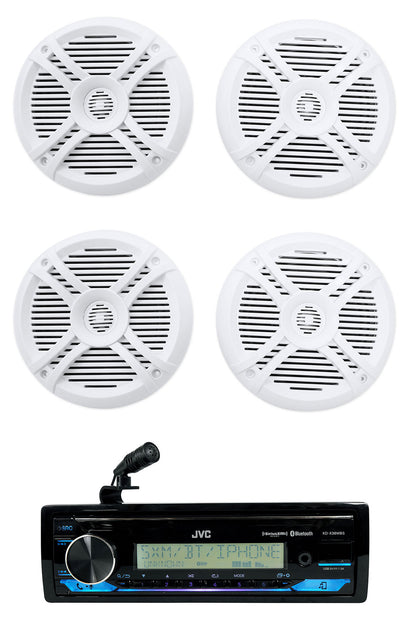 JVC KD-X38MBS 1-Din Marine Stereo Receiver w/Bluetooth/USB+(4) 6.5" Speakers