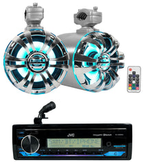 JVC KD-X38MBS Marine Stereo Receiver w/Bluetooth+(2) 6.5" LED Tower Speakers