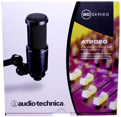 Audio Technica AT2020 Studio Recording Microphone+Pro Condenser Mic Boom Arm