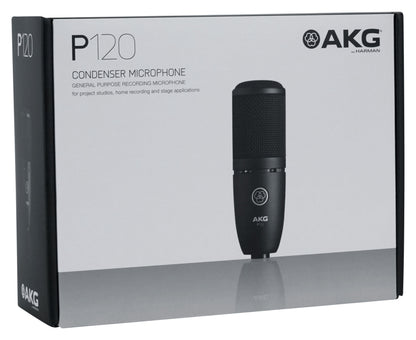 AKG P120 Studio Condenser Recording/Live Streaming Microphone+Pro Mic Boom Arm