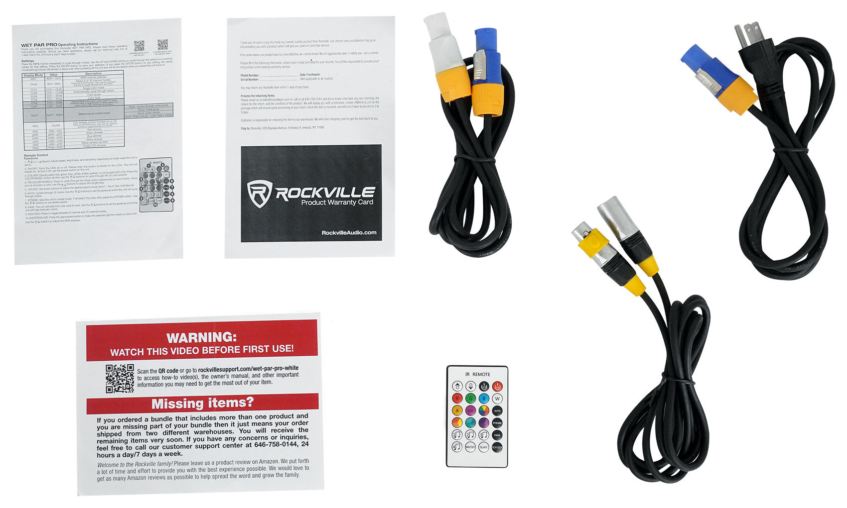 WET PAR PRO White 8-Pack + ROCKFORCE 192 DMX Controller Bundle