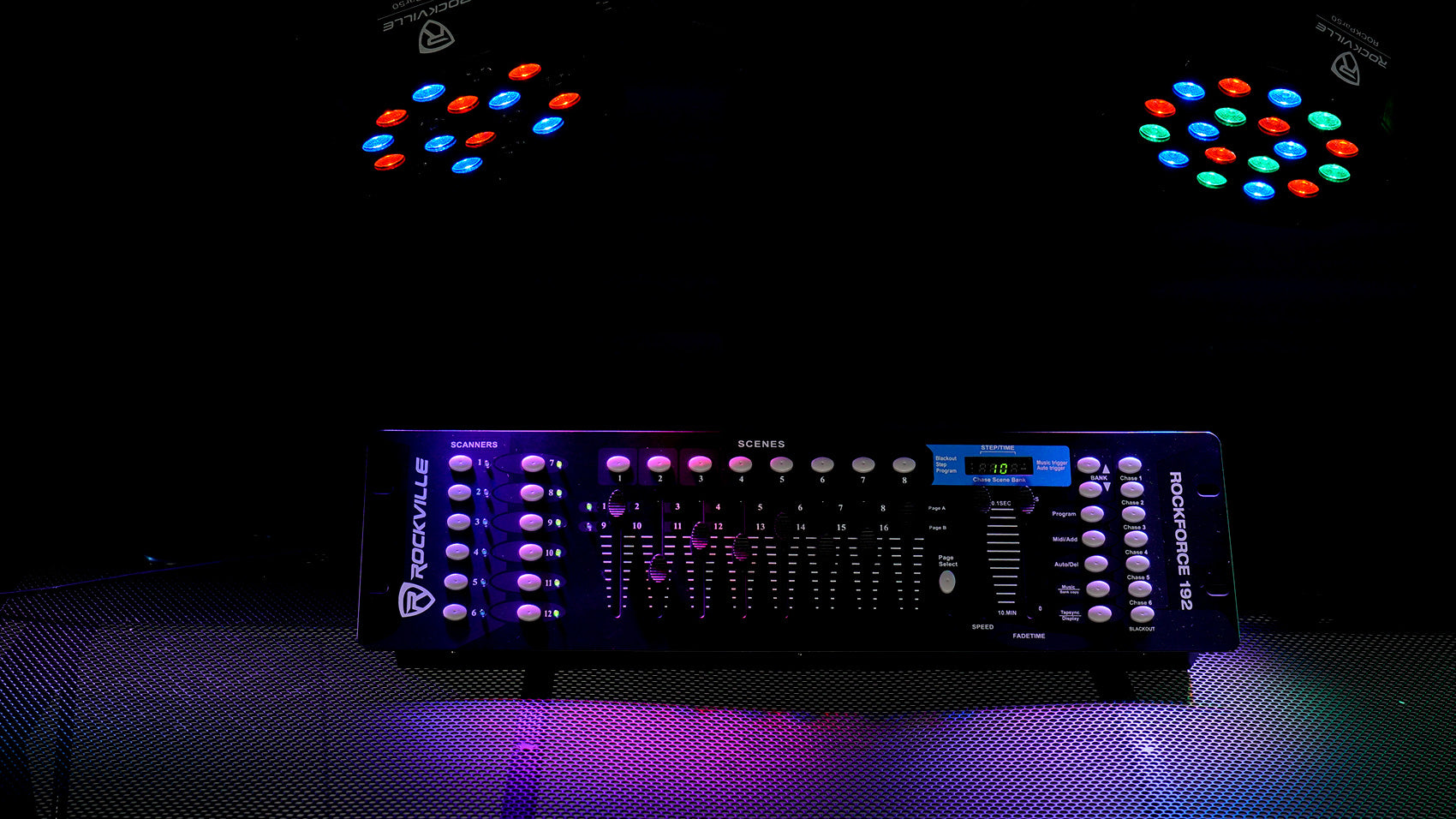 WET PAR PRO White 8-Pack + ROCKFORCE 192 DMX Controller Bundle