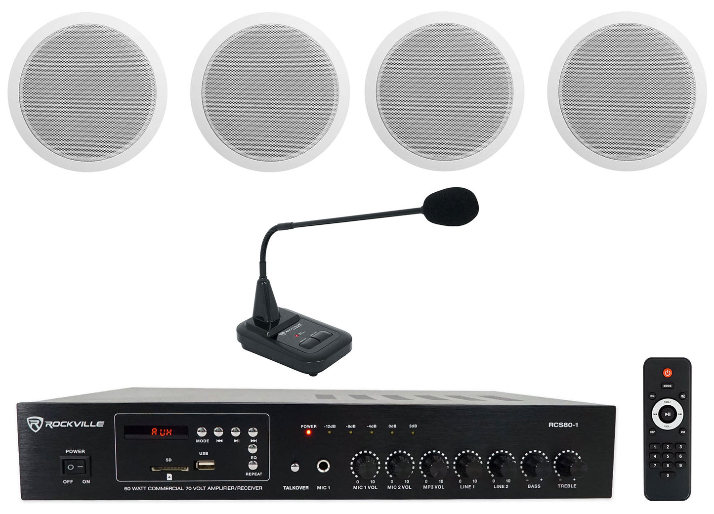 CCL6T White 4-Pack + CH-MIC70 + RCS80-1 Bundle