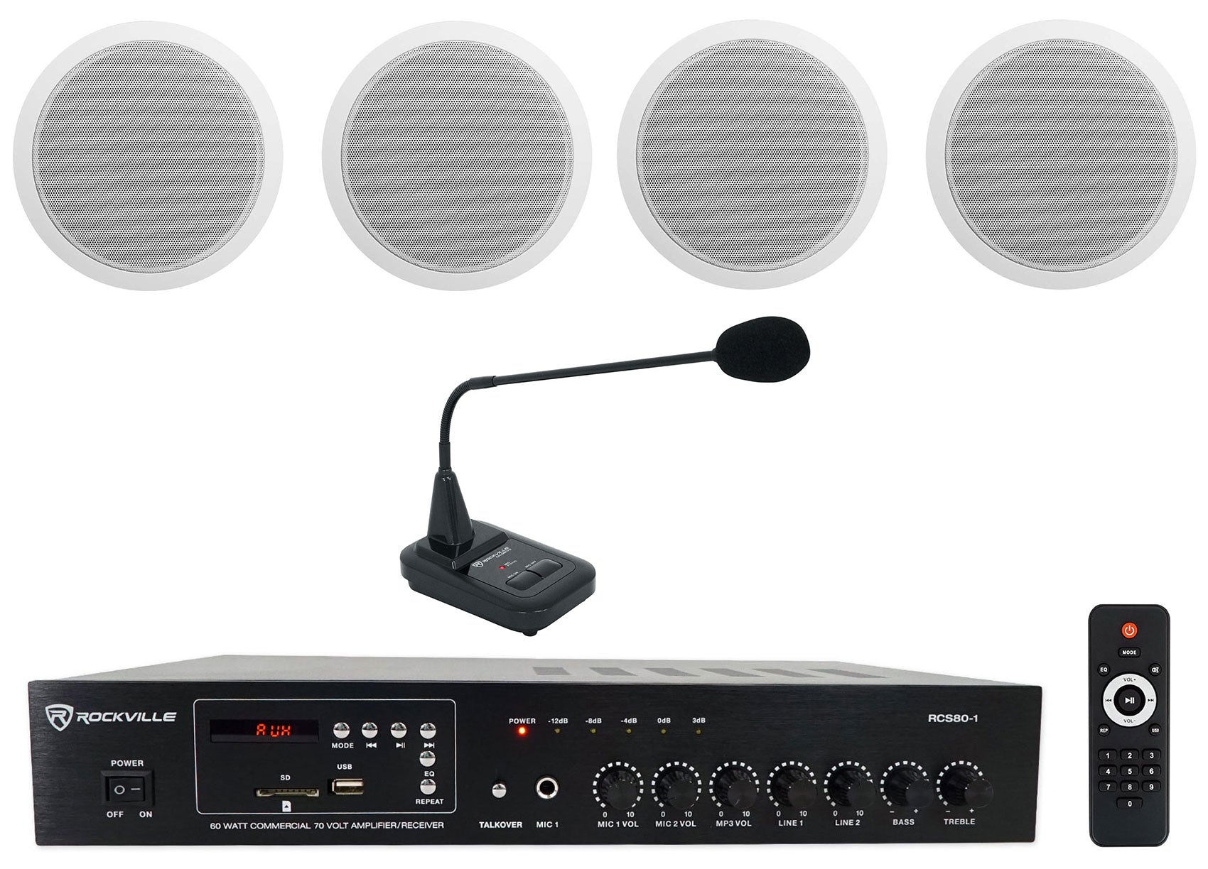 CCL6T White 4-Pack + CH-MIC70 + RCS80-1 Bundle