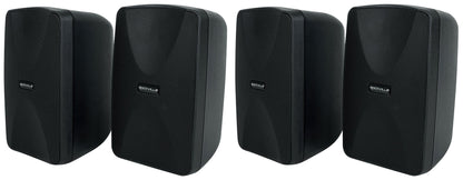 4) Rockville WET-40B 4" 70V Commercial Indoor/Outdoor Wall Speakers Black Swivel