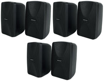 6) Rockville WET-40B 4" 70V Commercial Indoor/Outdoor Wall Speakers Black Swivel