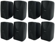 8) Rockville WET-40B 4" 70V Commercial Indoor/Outdoor Wall Speakers Black Swivel