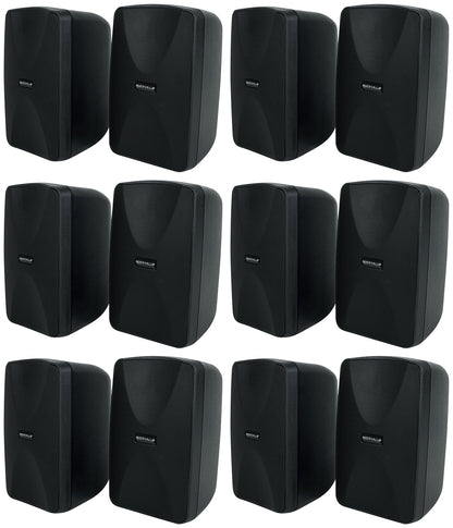 12 Rockville WET-40B 4" 70V Commercial Indoor/Outdoor Wall Speakers Black Swivel