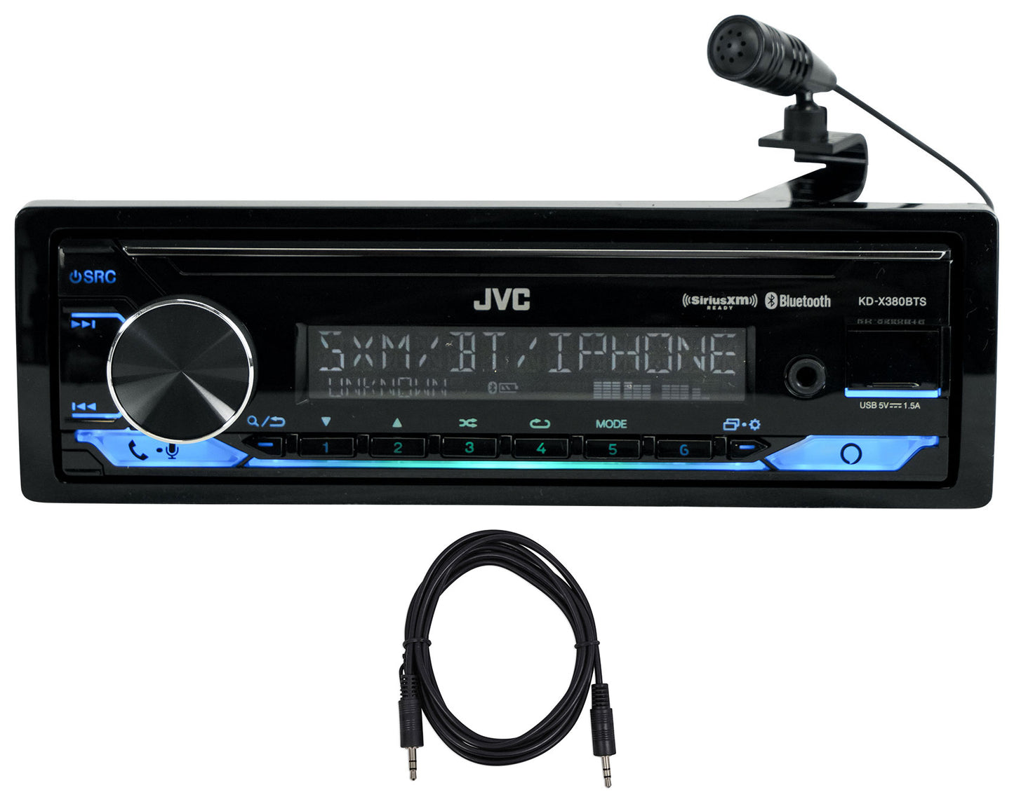 JVC KD-X380BTS Car Stereo Receiver w/ Bluetooth/USB/XM Ready/Alexa+AUX Cable