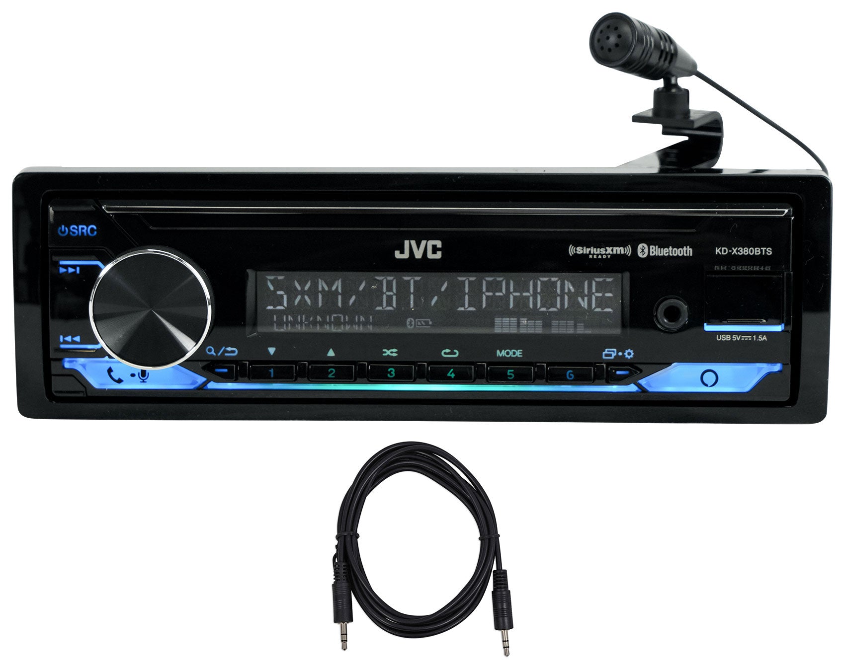 JVC KD-X380BTS Car Stereo Receiver w/ Bluetooth/USB/XM Ready/Alexa+AUX Cable