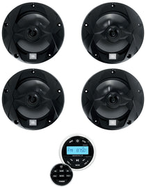 JBL MS65B Black 4-Pack + Marine Gauge Receiver Bundle