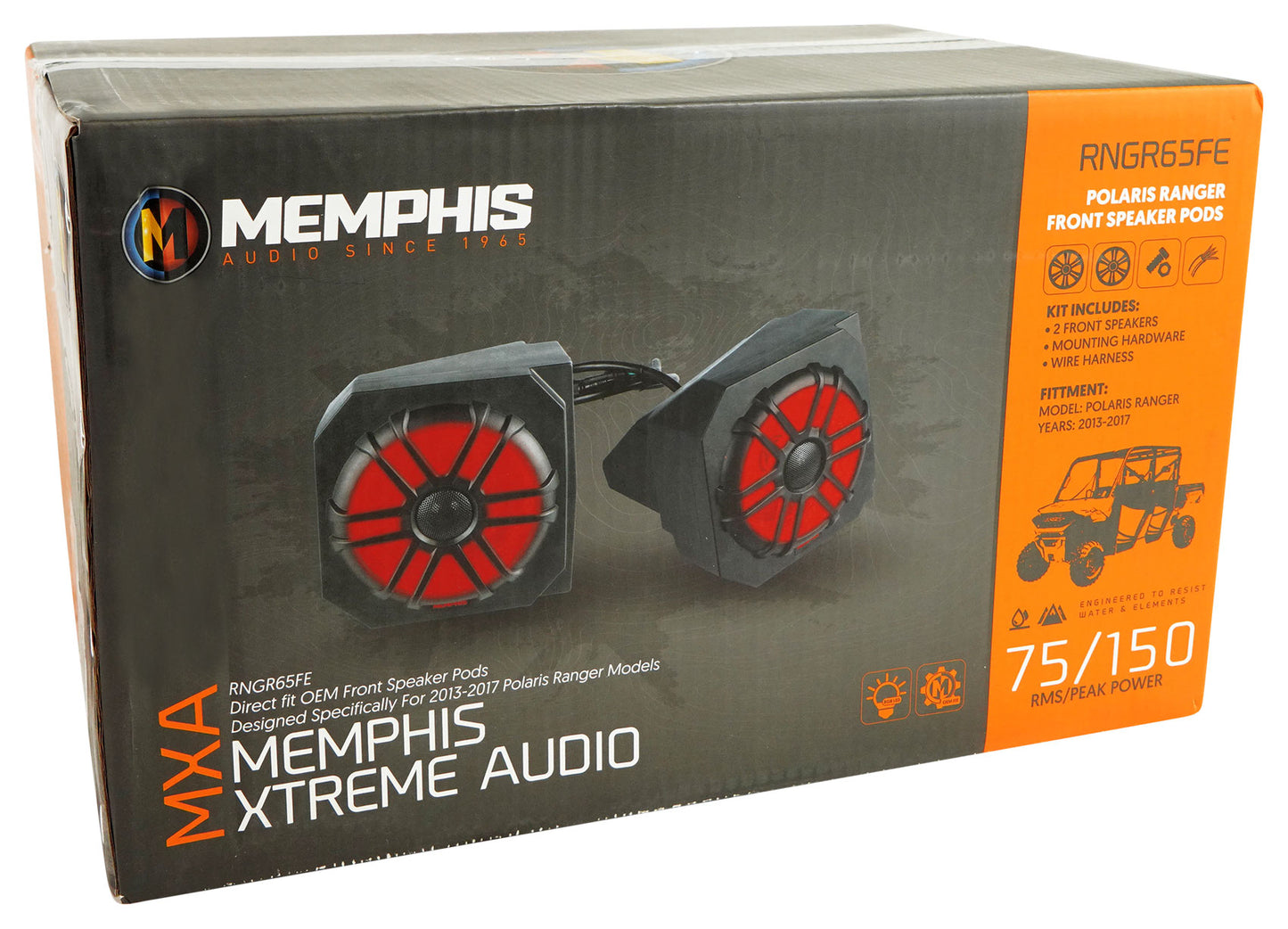 2 Memphis RNGR65FE Speakers+Pods+Tower Speakers For 2013-17 Polaris Ranger XP900