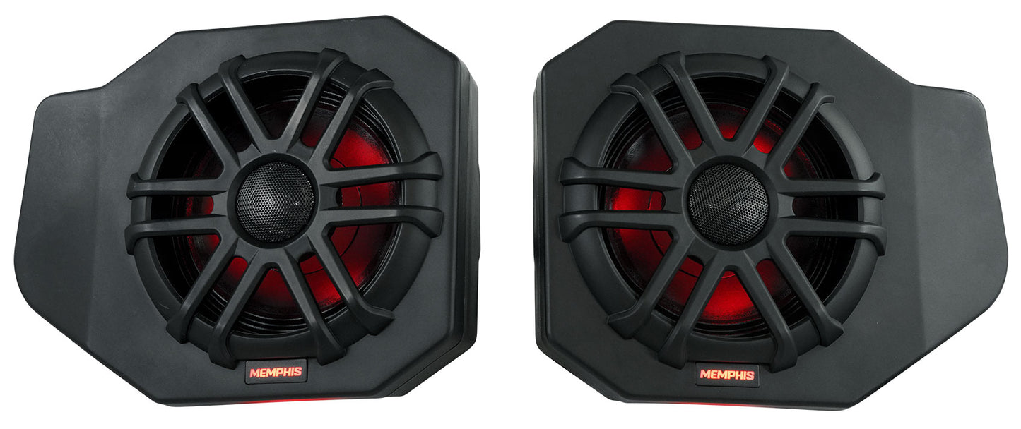 Pair Memphis RNGR65FE Speakers+Pods+LED Tower Speakers For 2018+ Polaris Ranger