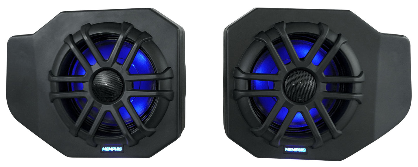 Pair Memphis RNGR65FE Speakers+Pods+LED Tower Speakers For 2018+ Polaris Ranger