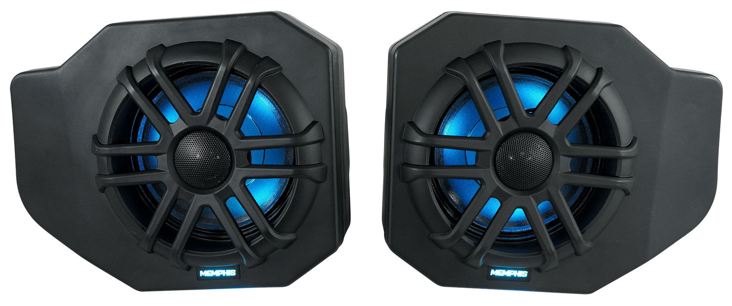 Pair Memphis RNGR65FE Speakers+Pods+LED Tower Speakers For 2018+ Polaris Ranger