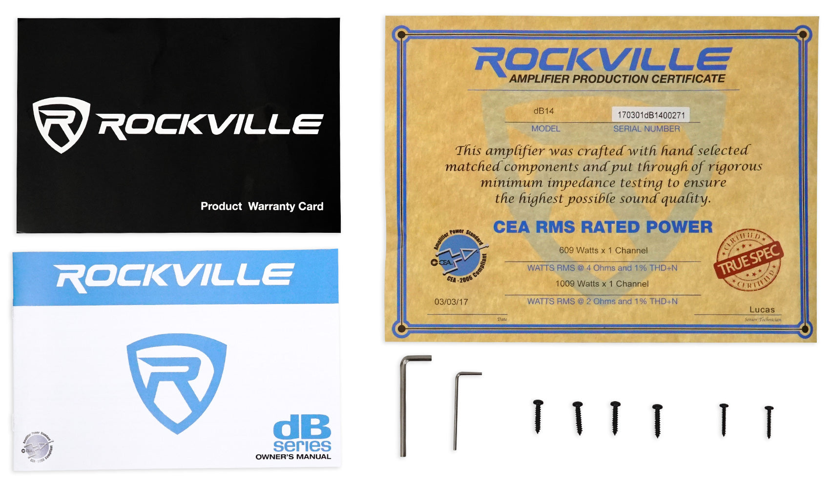 Rockville W8K5S2 4-Pack + dB14 Mono Amplifier Bundle