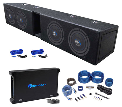 Rockville W8K5S2 4-Pack + dB14 Mono Amplifier Bundle