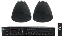 RCS80-1 60W Amp 2-Pack + PEN-40T Black Pendant Speakers Bundle