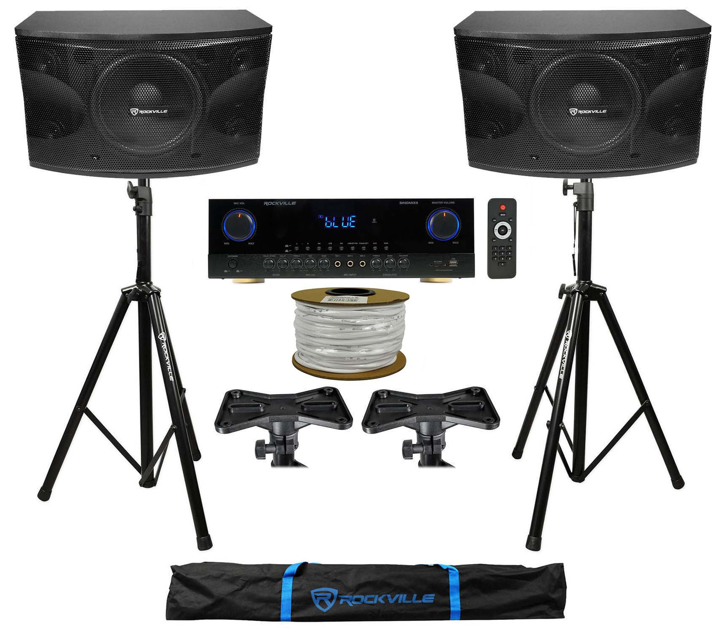 KPS12 12" Karaoke Speakers 2-Pack + SingMix 5 V2 Amplifier Bundle