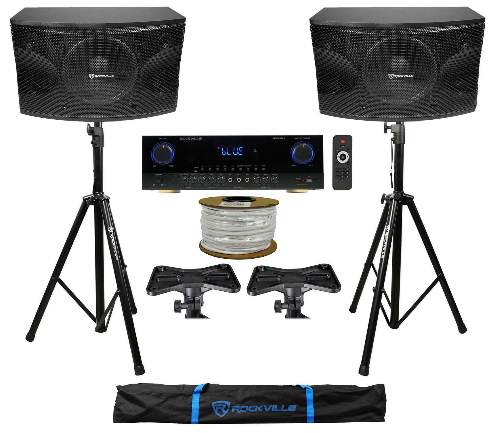 KPS12 12" Karaoke Speakers 2-Pack + SingMix 5 V2 Amplifier Bundle