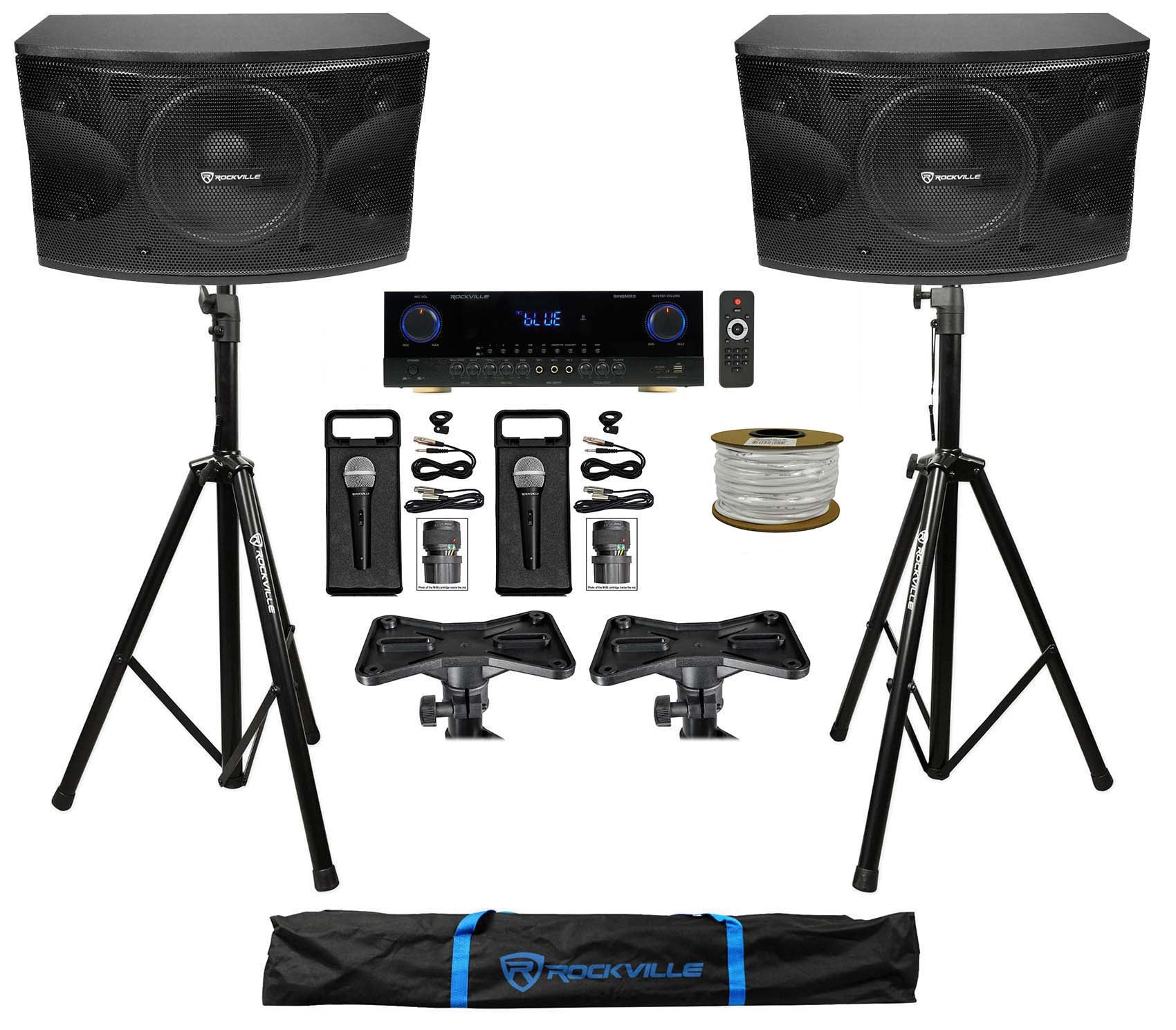 KPS12 12" Karaoke Speakers 2-Pack + SingMix 5 V2 Amplifier Bundle