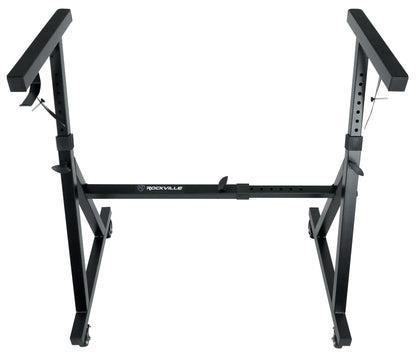 Rockville Z40W Keyboard Stand + KS1 DJ Shelf Bundle