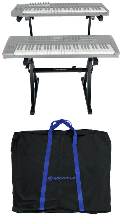 Rockville Z55 Keyboard Stand + KS1 DJ Shelf Bundle