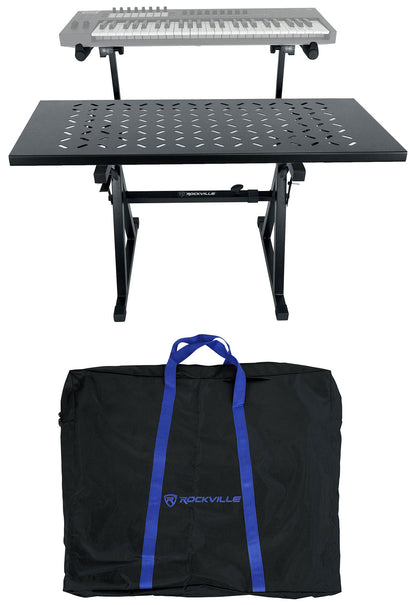 Rockville Z55 Keyboard Stand + KS1 DJ Shelf Bundle