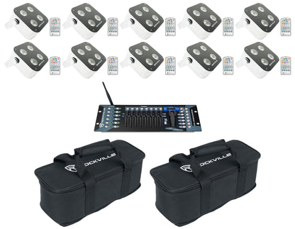 MINI RF4 RGBWA+UV 10-Pack + ROCKFORCE W2 DMX Controller Bundle