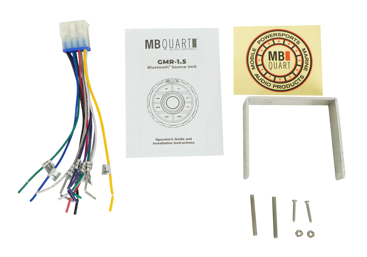 MB QUART GMR-1.5W Marine Receiver w/Bluetooth/USB/Aux+(4) Rockville 8" Speakers