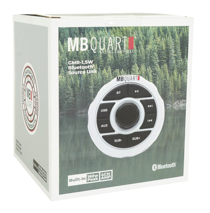 MB QUART GMR-1.5W Marine Receiver w/Bluetooth/USB/Aux+(4) Rockville 8" Speakers