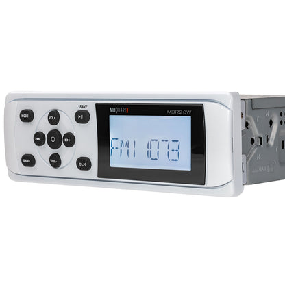 MB QUART MDR2.0W Marine Boat AM/FM Receiver w/Bluetooth+4) Rockville 8" Speakers