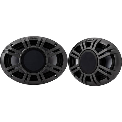 4) KICKER 48KMXL694 300w 6x9" Marine Speakers w/LED+5-Ch. Amplifier+Wires KMXL69