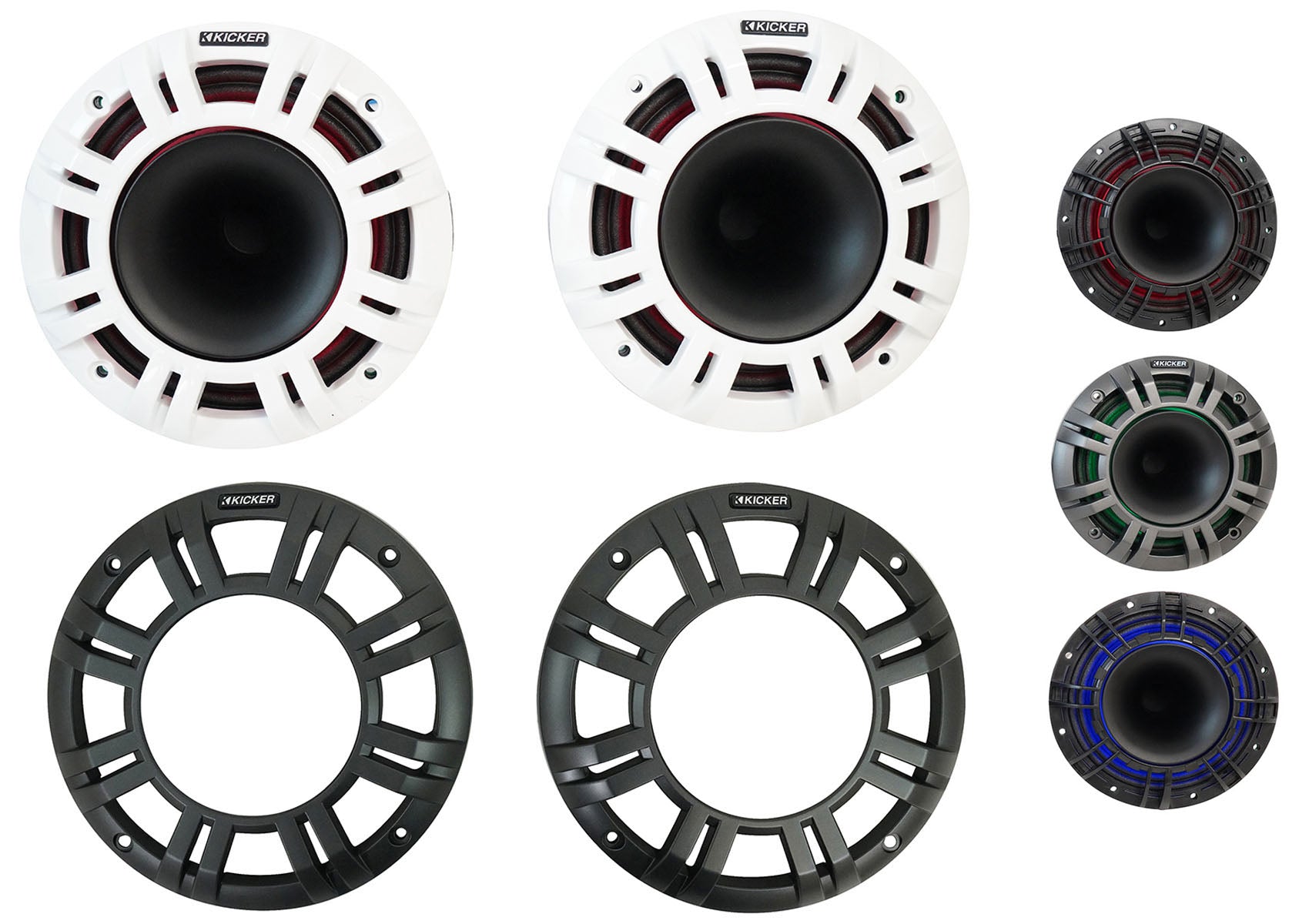 2) KICKER 48KMXL654 300w 6.5" Marine Black Wakeboard Tower Speakers w/LED KMXL65