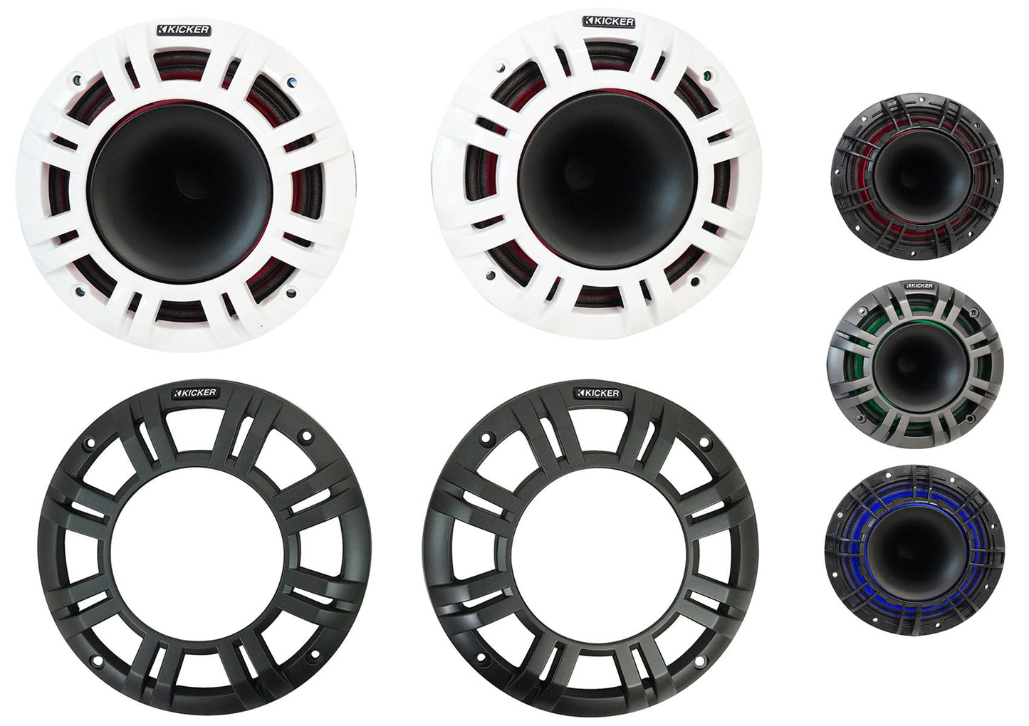 (2) KICKER 48KMXL654 300w 6.5" Marine Boat Speakers+2-Channel Amplifier+Amp Kit