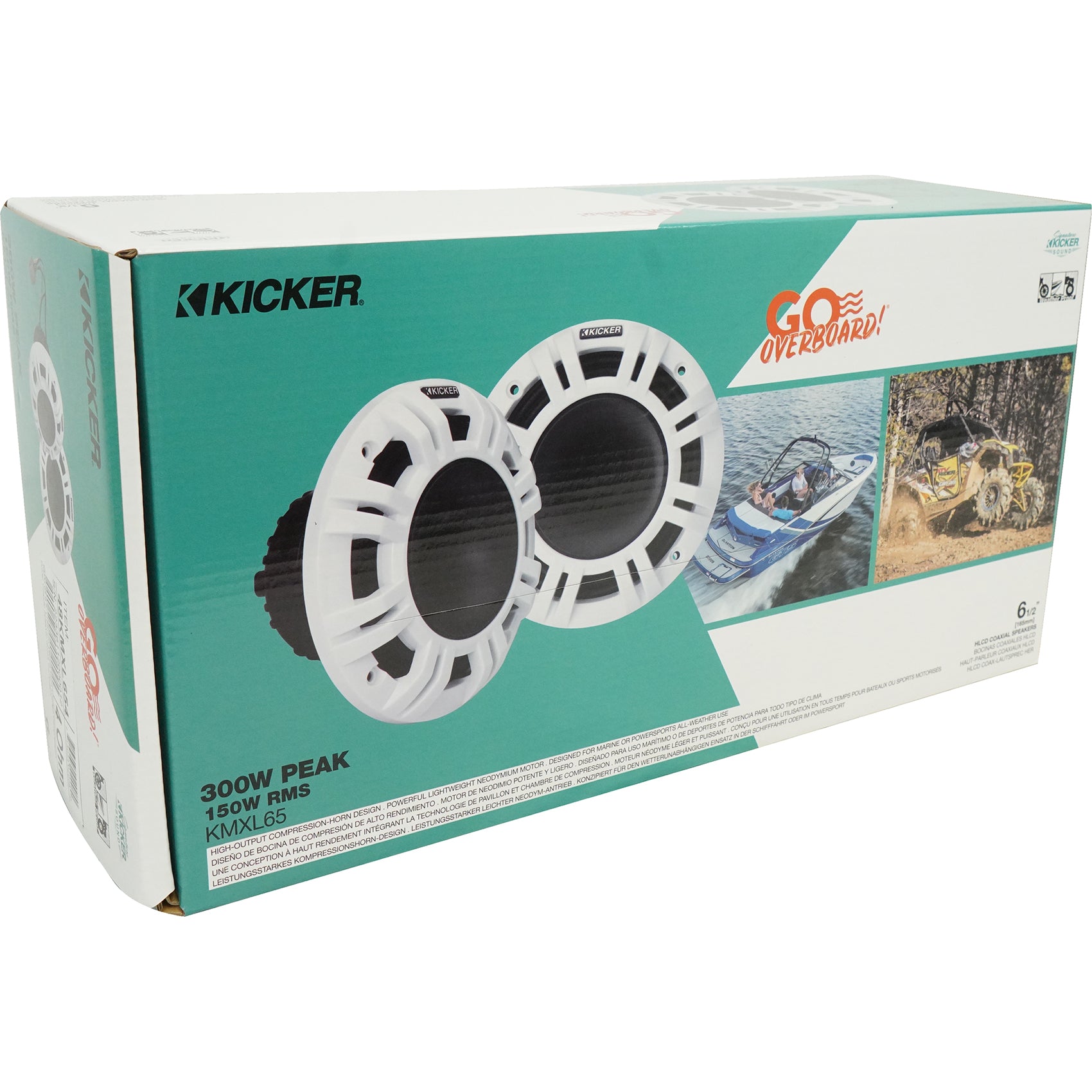 (2) KICKER 48KMXL654 300w 6.5" Marine Boat Speakers+2-Channel Amplifier+Amp Kit