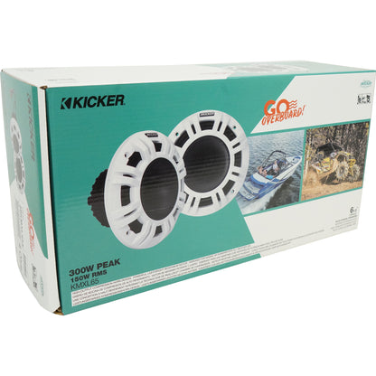 (2) KICKER 48KMXL654 300w 6.5" Marine Boat Speakers+2-Channel Amplifier+Amp Kit